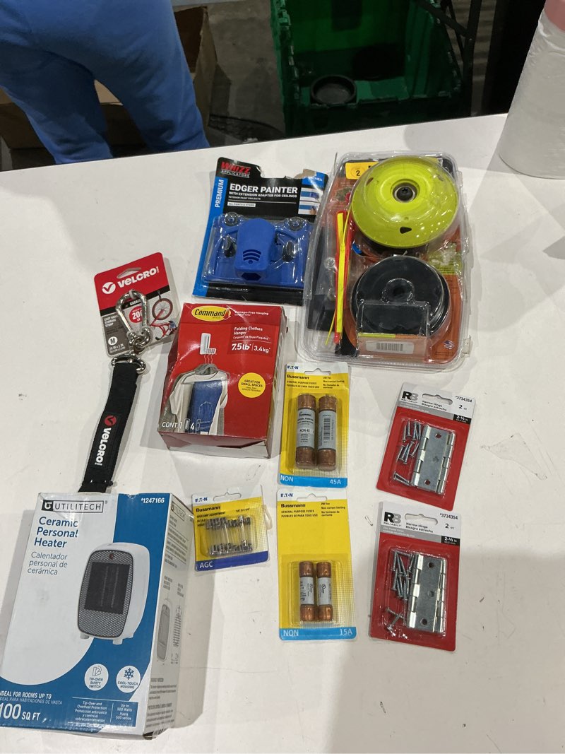 Condition photo showing As Is for assorted home improvement lot (small tools, screw, home accessories, etc.)