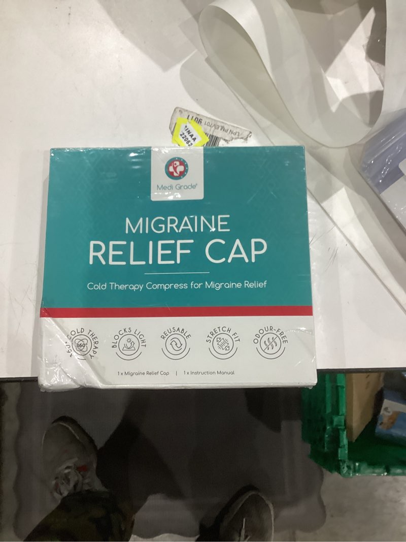 Condition photo showing New/Like New for Medi Grade Migraine Relief Cap - Cooling Compression Headache Relief Cap with Full Coverage - Soft Flexible Fabric Gel Migraine Cap That Blocks Light, Reusable Migraine Mask for Cold Therapy