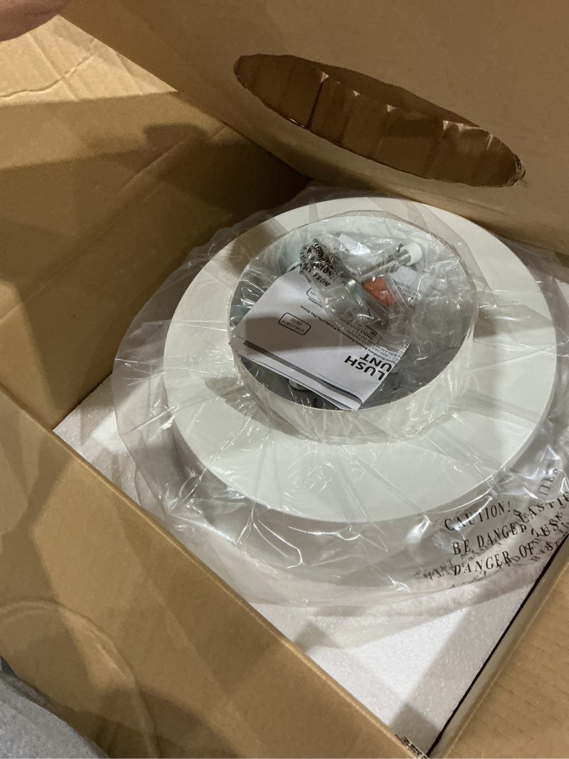 Condition photo showing Good Condition for canarm nova led flush mount ceiling light, 13.75”, 21.5w integrated led, dimmable 3000k, 1000 lumens, white acrylic