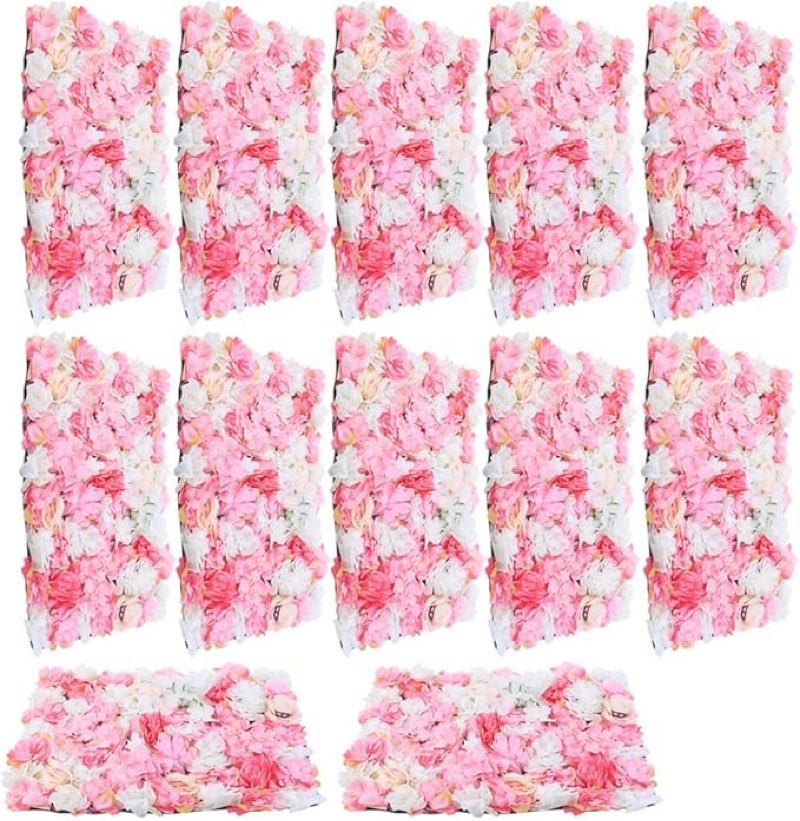 12 pcs flower wall panels,23.6 x 15.7 in artificial flower wall panels 3d silk hydrangea flower mat for wedding,party backdrop decoration-petal size-us stock (12 pcs-dark pink rose)