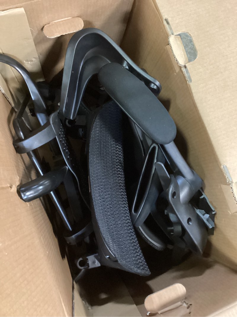 Condition photo showing As Is for Similar STAPLES Dexley Ergonomic Mesh Office Chair, High-Back Computer Chair with Adjustable Headrest, Lumbar Support, & Breathable Mesh — Black