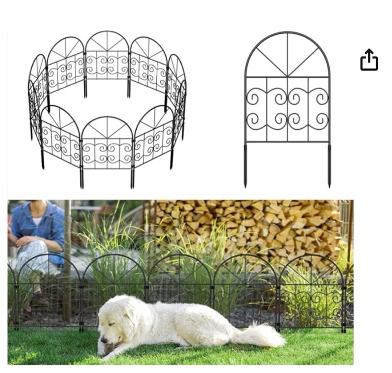 Decorative Garden Fence 10 Pack, 22in(H) x 10ft(L) Animal Barrier Fence, Rustproof Metal Fencing for Yard, Dog Rabbits Wire Section Garden Edging Border for Yard Patio Garden, Arched