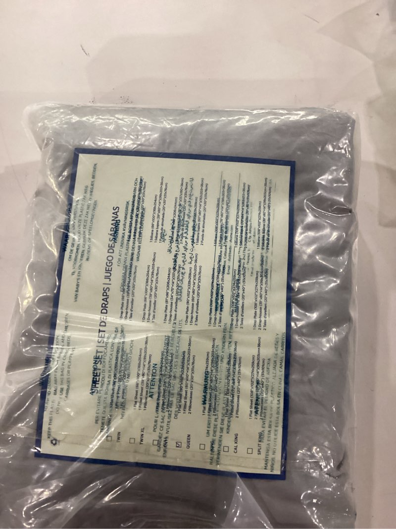 Condition photo showing As Is for Bedsure Queen Sheet Set - Soft Sheets for Queen Size Bed, 4 Pieces Hotel Luxury Grey Queen Sheets, Easy Care Polyester Microfiber Cooling Bed Sheet Set