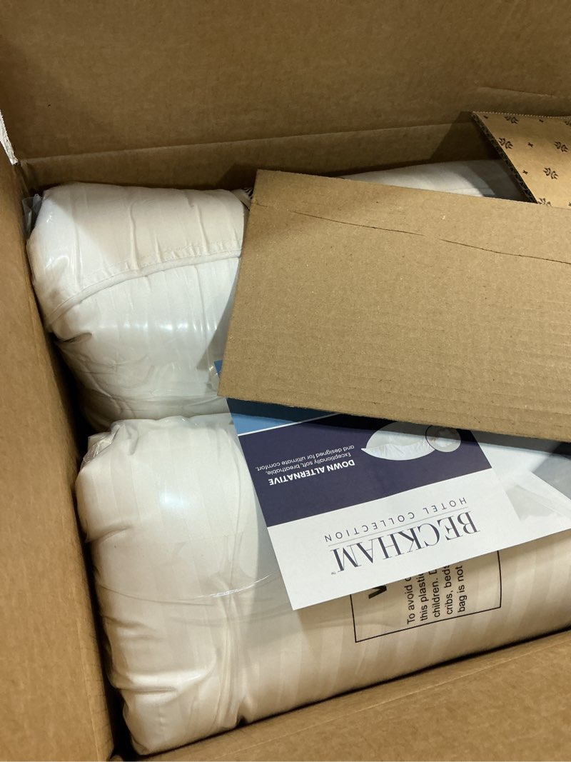 Condition photo showing New/Like New for beckham hotel collection bed pillows standard/queen size set of 2 - original soft down alternative pillow for sleeping - soft support for back, stomach or side sleepers queen / standard white