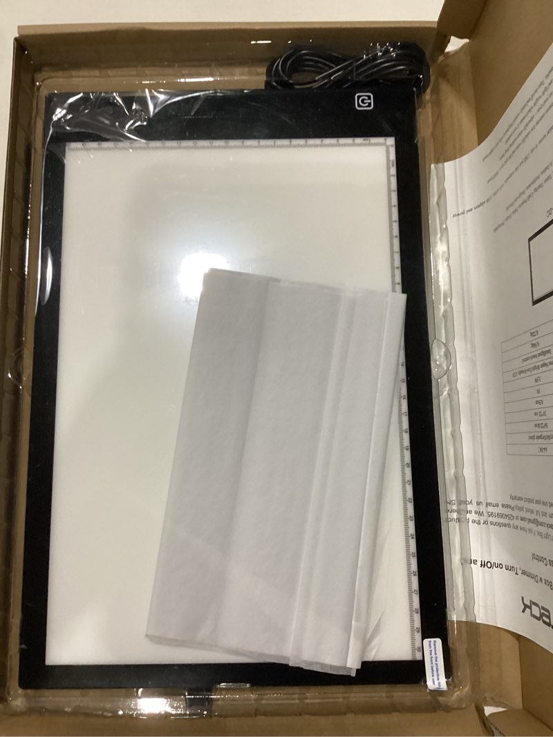 Condition photo showing New/Like New for a4 ultra-thin portable led tracing light box dimmable brightness led art tracing pad for artist drawing sketching animation stencilling and 5d diamond painting (black, a4)
