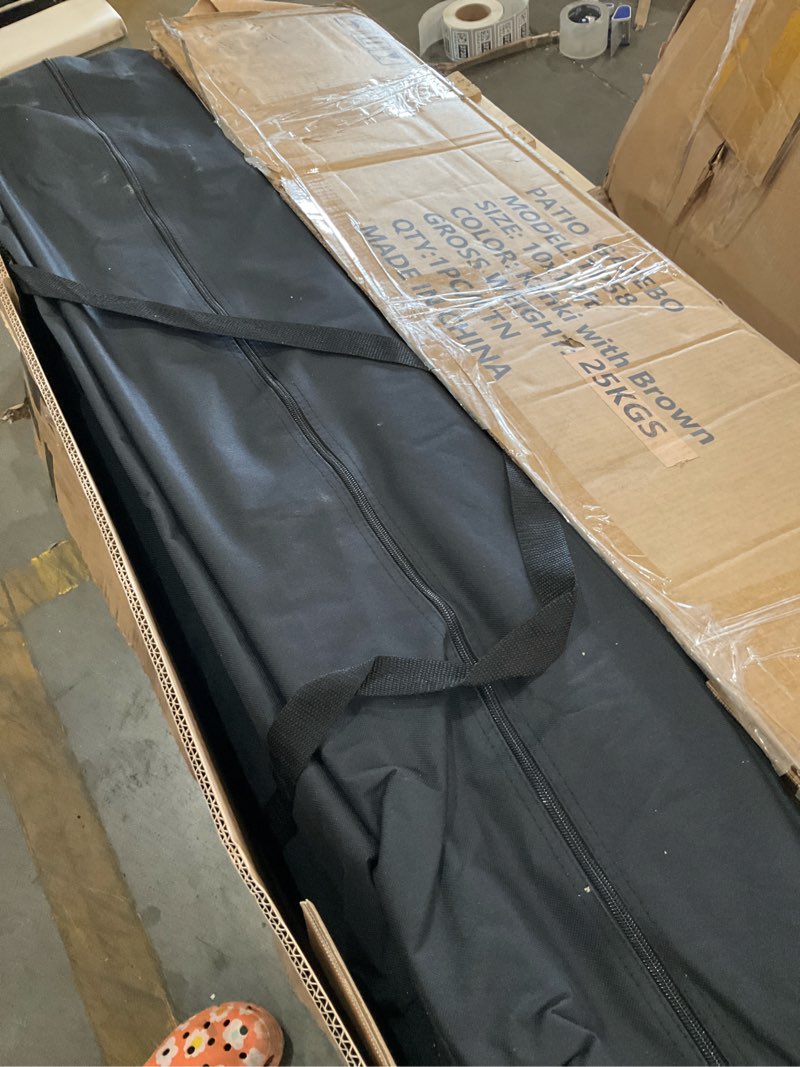 Condition photo showing As Is for cooshade pop up canopy, 10x12 pop up tent with mesh walls, 6 sides gazebo, patented 1 step lock tech, screened house for outdoor/camping/lawn/trip/gathering, khaki and brown