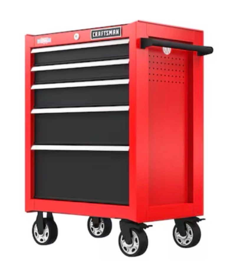craftsman 2000 series 26.85-in w x 38.05-in h 5 -drawer steel rolling tool cabinet ( red )