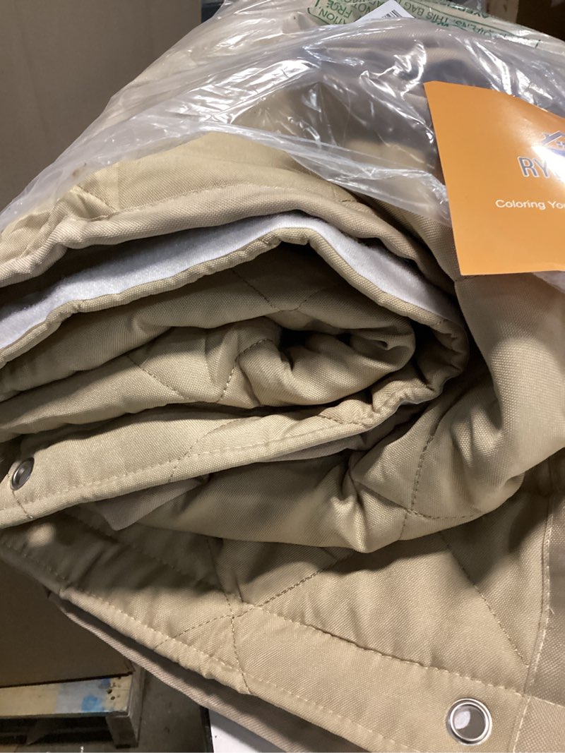Condition photo showing As Is for RYB HOME Thermal Insulated Door Curtain Winter Cold Insulation Curtain Durable Oxford Cloth Side Opening Curtain Windproof Soundproof Weatherproof Draft Block Divider, W 36 x L 86 inches, Mocha, 1 Pc Insulating Mocha 36" x 86"