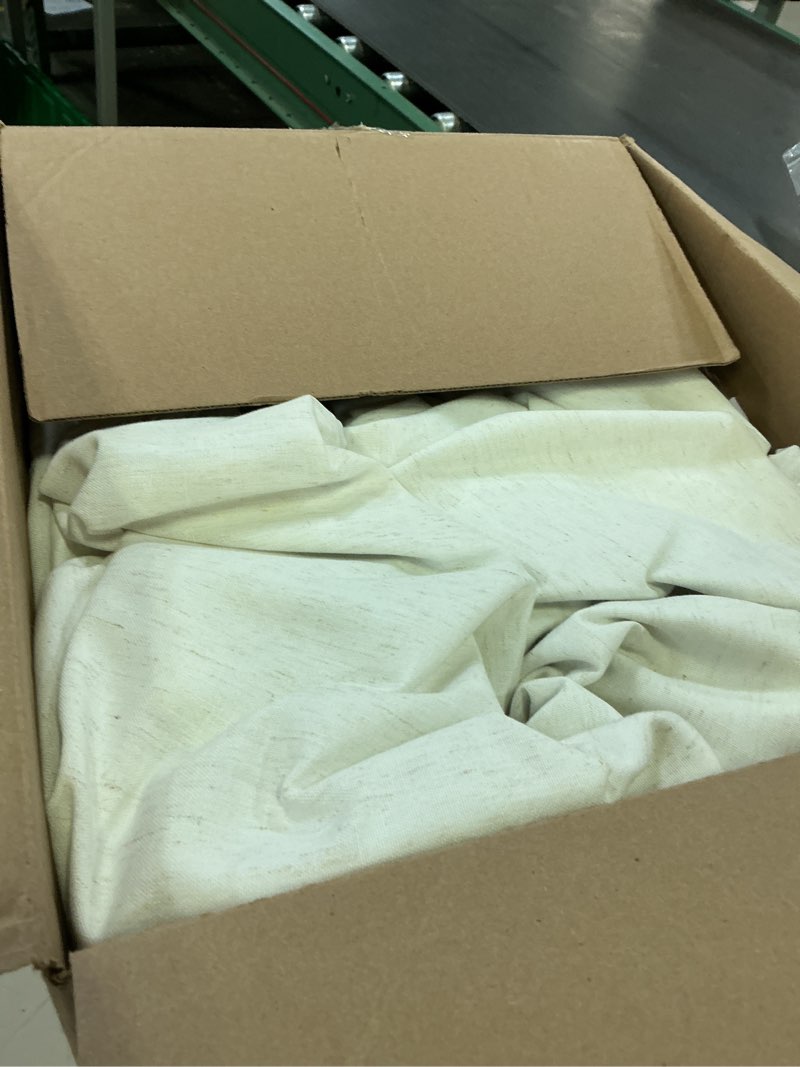 Condition photo showing As Is for extra wide 60 inch width 100% blackout curtains 102 inches long for living room bedroom room darkening linen pinch pleated thermal insulated dual layer cream window sliding door drapes 60x102 1 panel natural linen 60"w x 102"l (pack of 1)