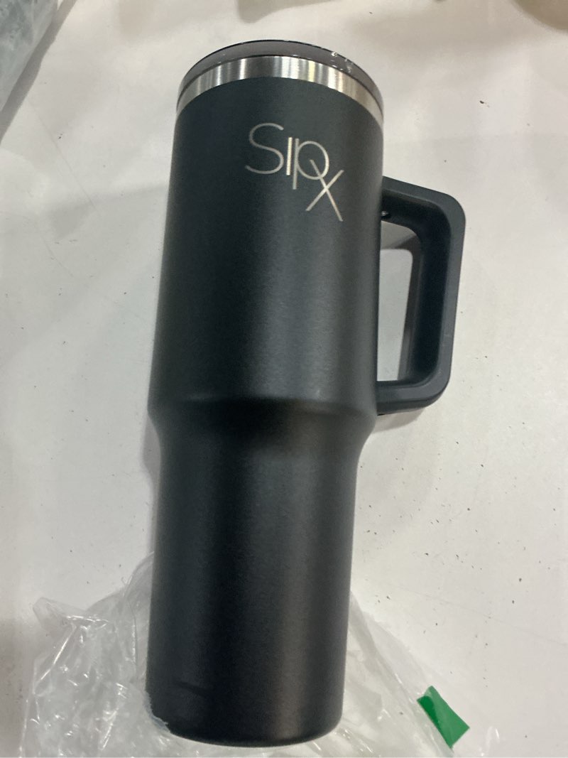Condition photo showing New/Like New for sipx™ 40 oz insulated tumbler with handle & straw – vacuum insulated stainless steel, leakproof, cupholder friendly – perfect for iced coffee, water & travel – black black pearl 40 ounces