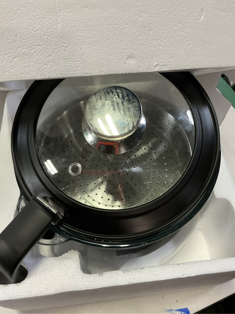 Condition photo showing As Is for COOK WITH COLOR 3L Glass Mini Low Carb Rice Cooker – Holds 2 Cups Raw/Makes 6 Cups Cooked with Auto Lift Filter Basket, Hotpot & Steamer for Rice, Grains, Digital Panel with Keep Warm, Black