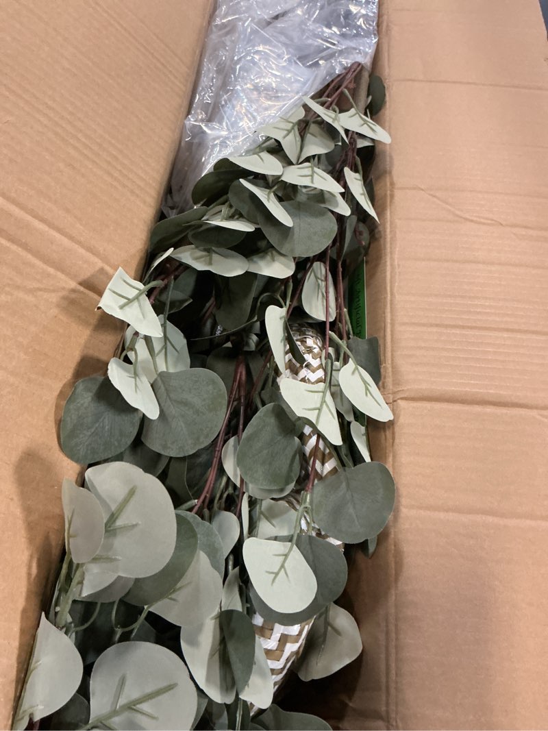 Condition photo showing Good Condition for warmplants artificial eucalyptus tree, 6ft tall fake eucalyptus plant with basket, green silver dollars silk leaves faux tree for home office livingroom floor decor indoor