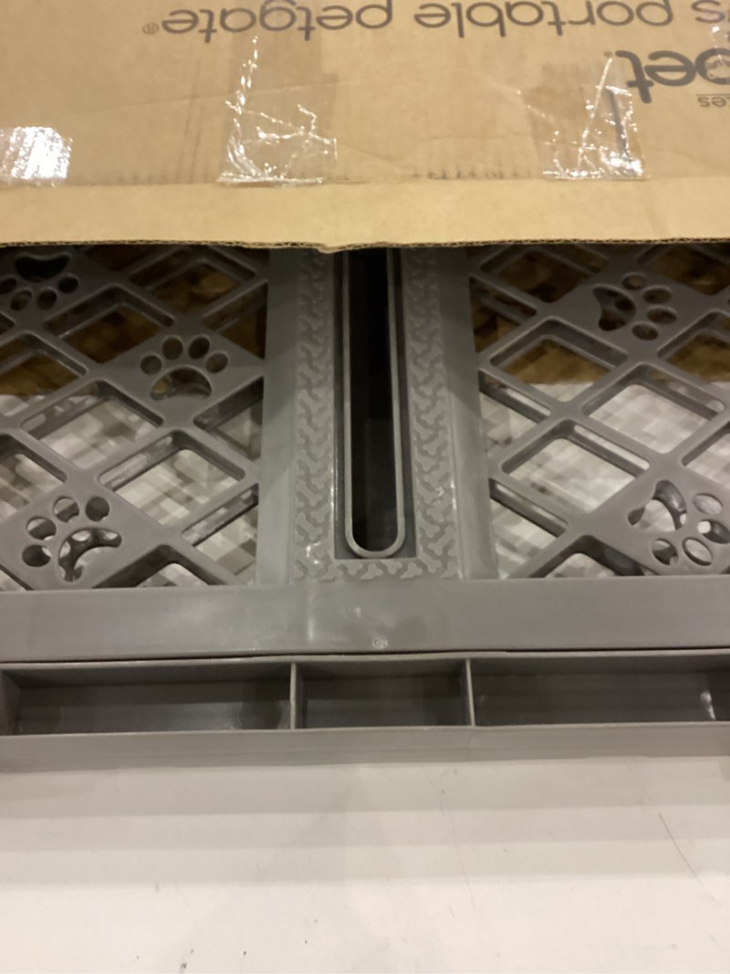 Condition photo showing Good Condition for MYPET North States Paws Portable Pet Gate: 26-40" Wide. Pressure Mount. No Tools Needed. Made in USA, 23" Tall, Expandable, Durable Dog Gates for Doorways, Fieldstone Gray