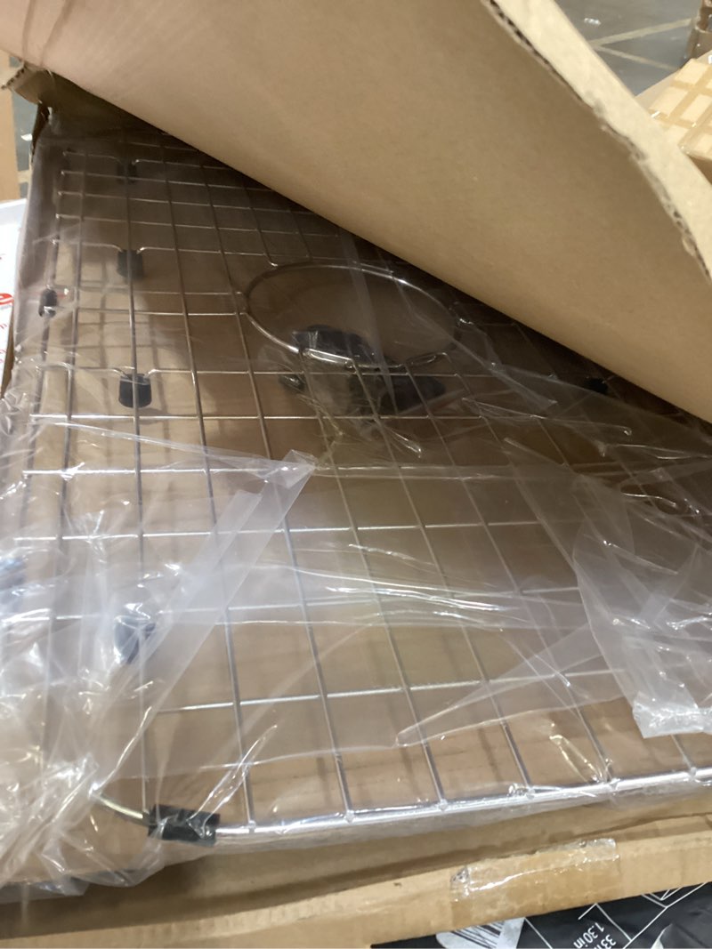 Condition photo showing Good Condition for serene valley sink protector grid 26-1/16" x 14-1/16", centered drain with corner radius 3-1/2", 304 stainless steel material nlw2614c