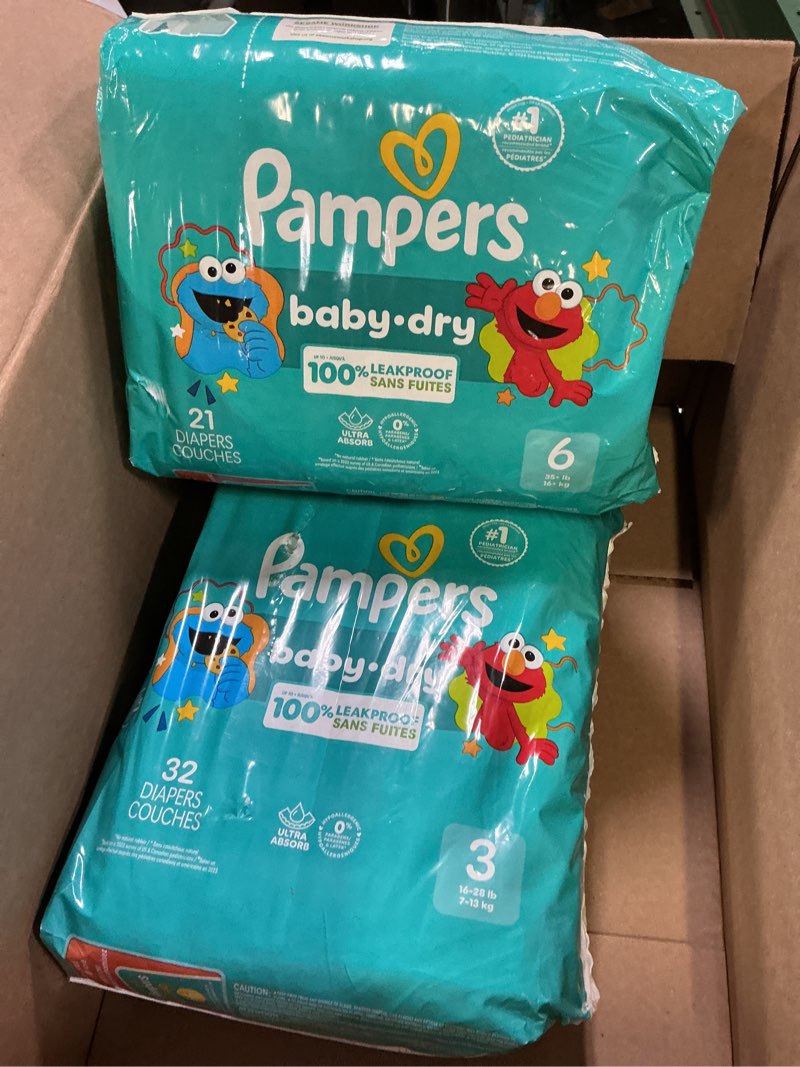 Condition photo showing As Is for pampers swaddlers diapers, size 5 (20-37 lbs), 132 count, absorbent, keeps baby dry and comfortable, skin safe disposable baby diaper (packaging may vary) size 5 132