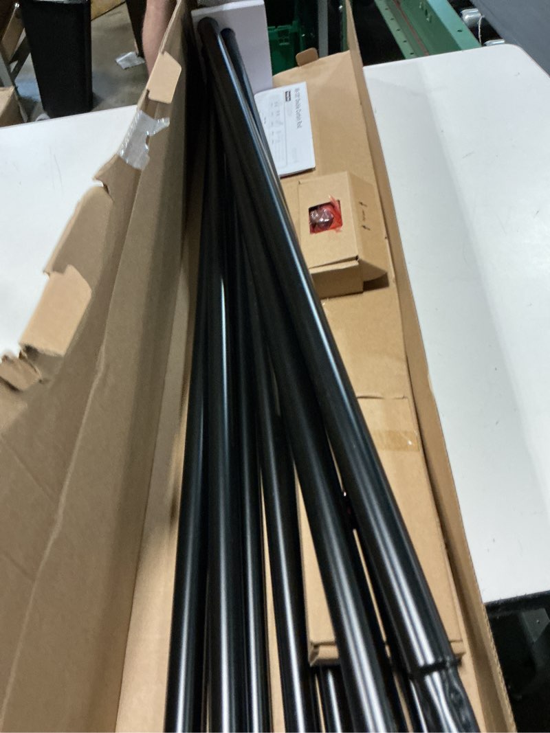 Condition photo showing Good Condition for kamanina 1 inch double curtain rods 66 to 120 inches (5.5-10 feet), heavy duty adjustable double curtain rod for windows, black drapery rods with end caps black 66-120"