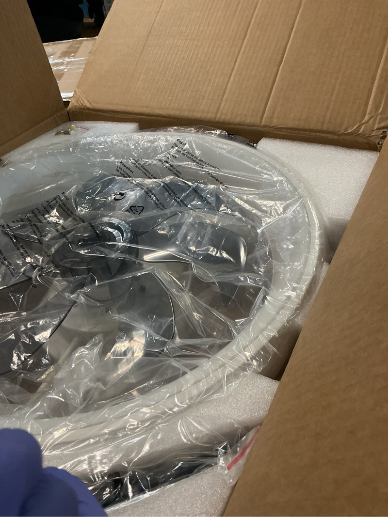 Condition photo showing New/Like New for Ceiling Fans with Lights and Remote, 20'' Low Profile Flush Mount, 6 Wind Speeds, Modern Dimmable LED Ceiling Fan, Smart Ceiling Fan for Bedroom, Kids Room (White) White-Y1095 20"