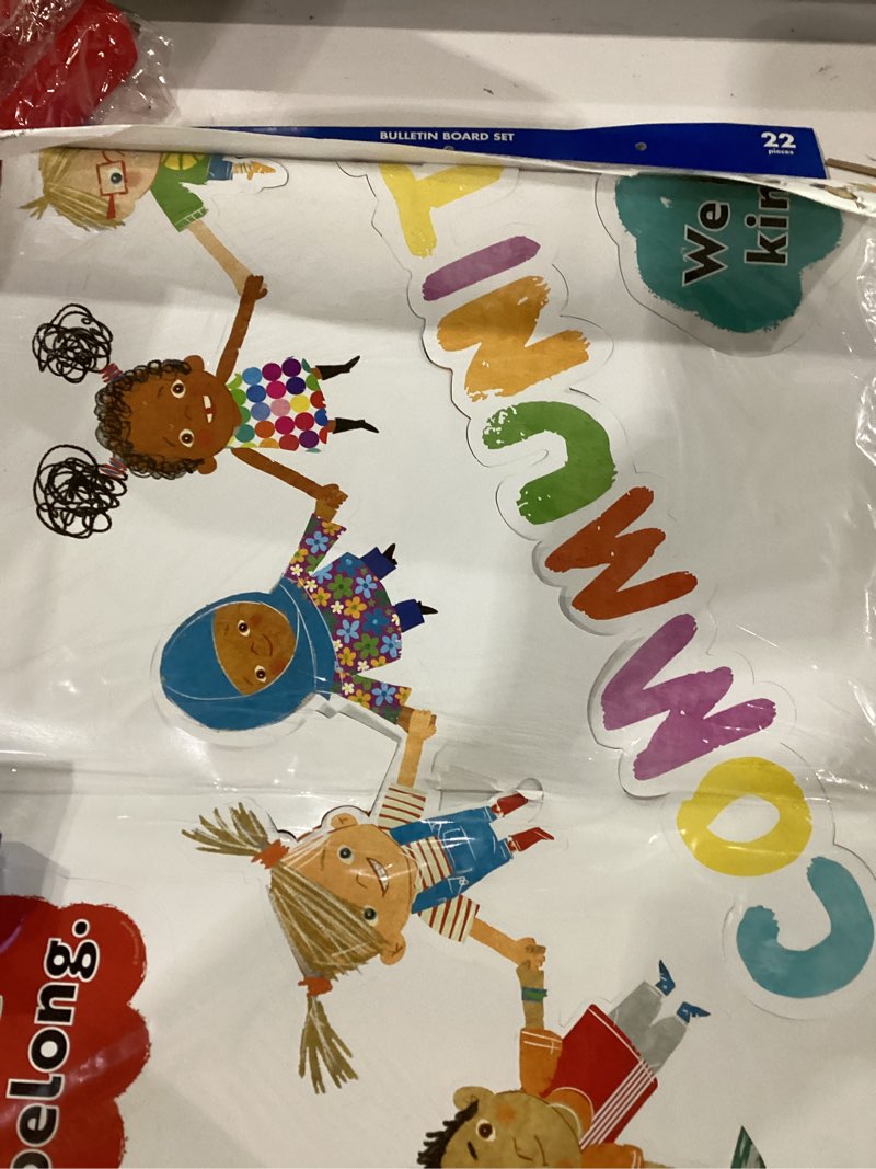 Condition photo showing New/Like New for carson dellosa our strength is our diversity bulletin board set—colorful 5-piece banner with map, hearts, and children cutouts, classroom or homeschool décor (22 pc) our strength is our diversity 26.5"l x 17.8"w