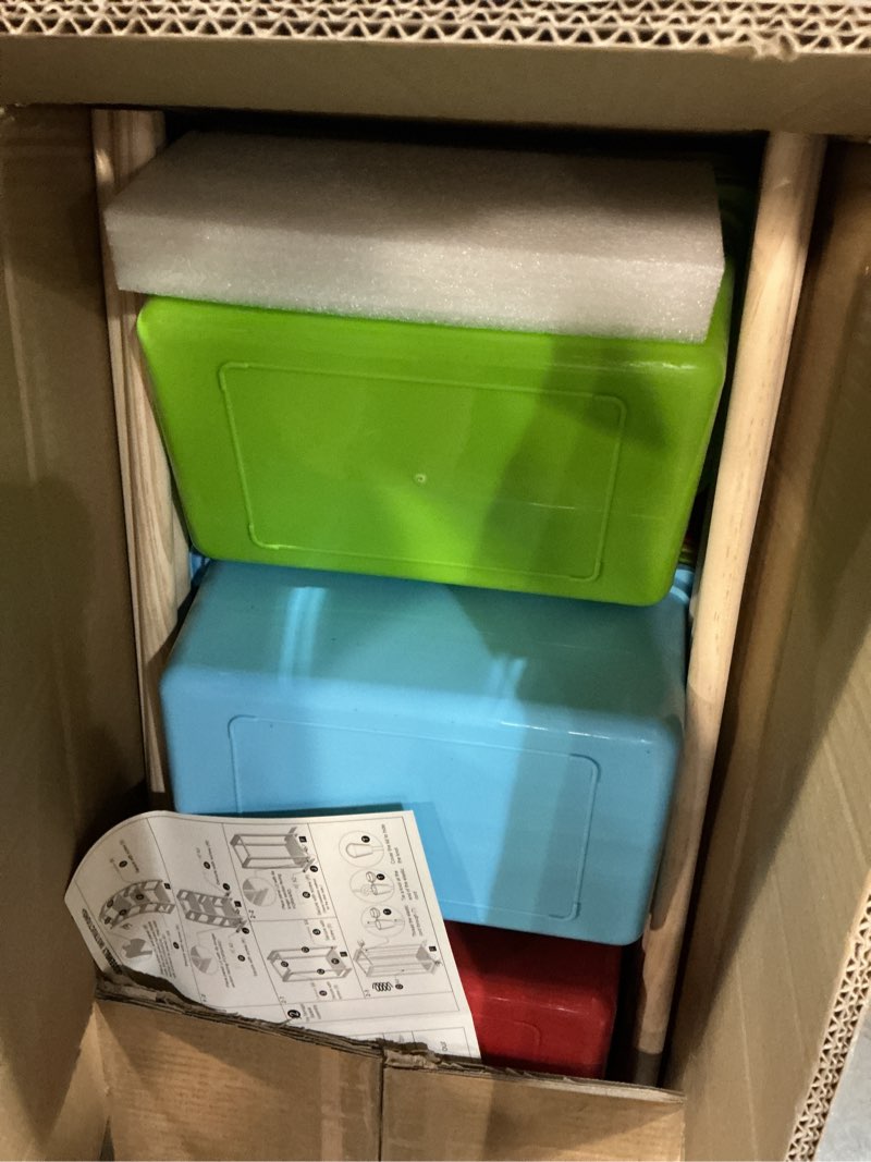 Condition photo showing Good Condition for toy storage organizer with bookshelf and stuffed animal storage - playroom organization with shelves and 12 bins - living room box for lego - nursery bedroom decor essential multicolored 67"w,3 shelves,16 bins