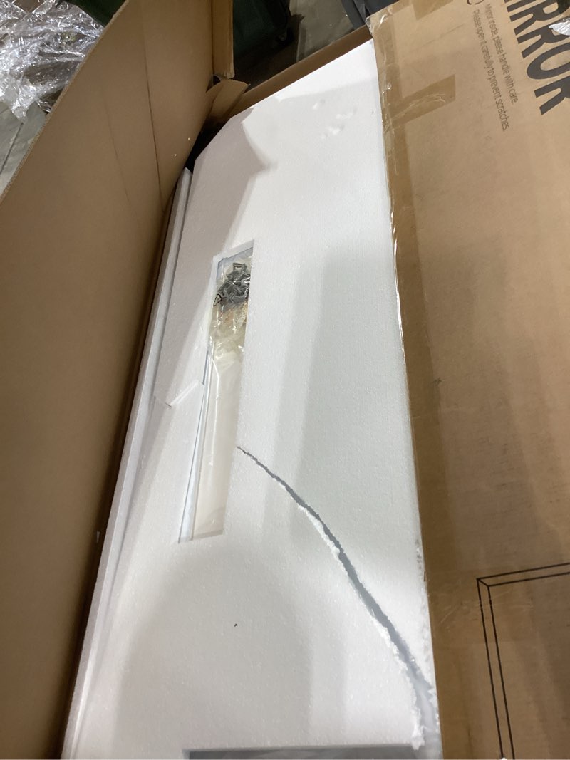 Condition photo showing Good Condition for tokeshimi 48x30 frameless bathroom mirror rectangle, tempered beveled mirror for bathroom vanity with 1" beveled edge, shatterproof modern wall mirrored for living room, entryway, restroom 30"l x 48"w rectangle-shaped