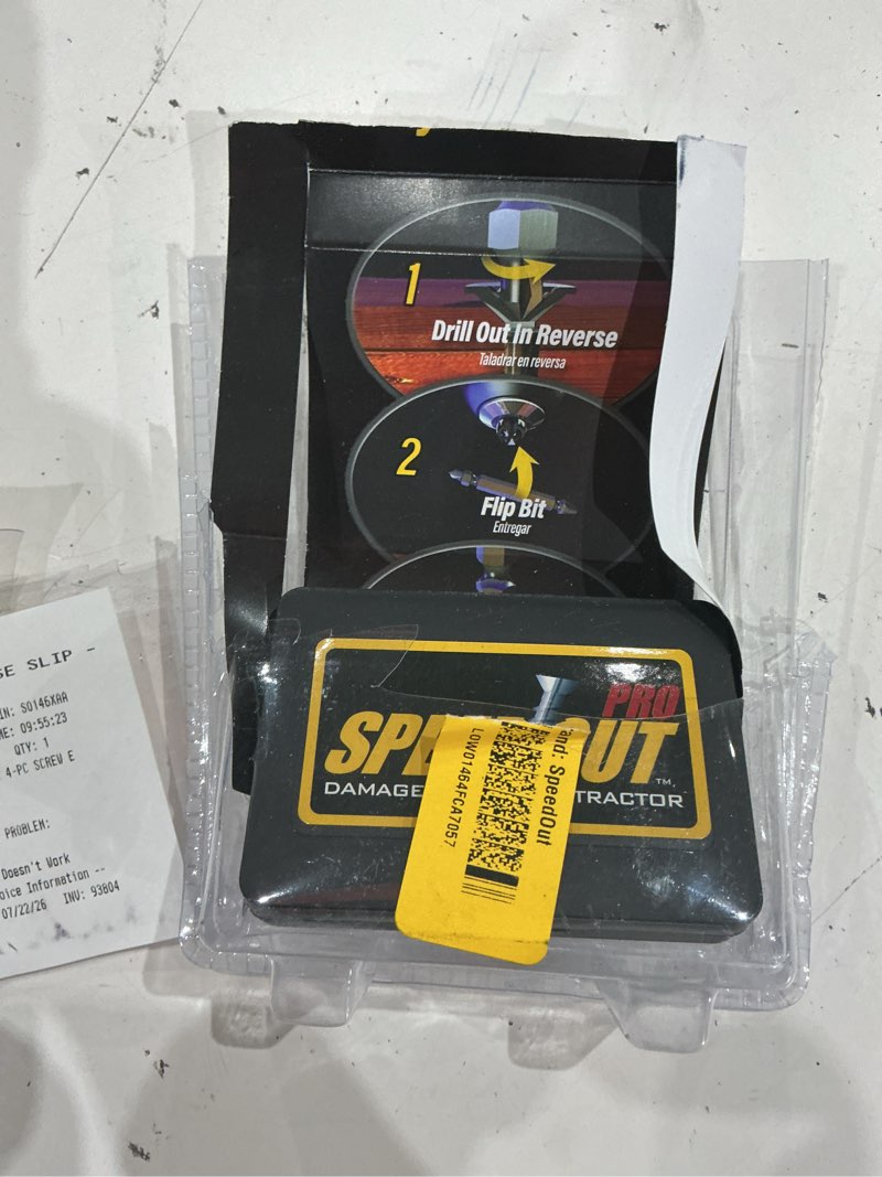 Condition photo showing As Is for speedout 4 -pack hss double-ended 2-in screw extractor set