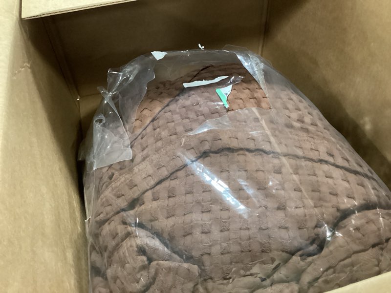Condition photo showing As Is for Utopia Bedding Brown 100% Cotton Waffle Blanket 300 GSM [King - 90x108 Inch] Soft Lightweight Breathable Bed Blanket for All Season King Brown 1