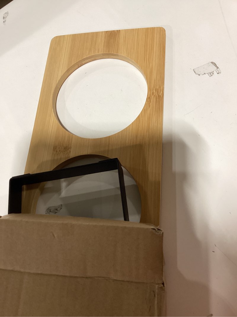 Condition photo showing Good Condition for elevated cat bowls, raised cat food bowls, 15°tilted stainless steel cat bowls for indoor cats, anti vomit, bamboo, stand with 3 feeder bowls for cats and puppy