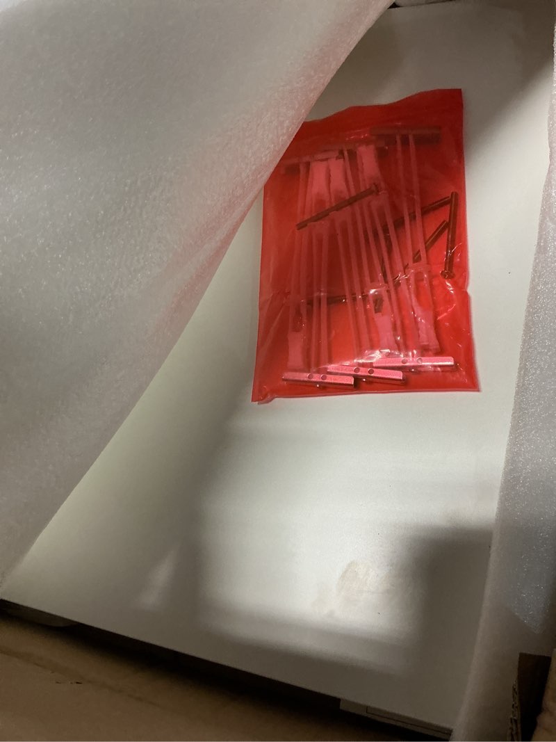 Condition photo showing Good Condition for wall mounted folding table 39.4”l x 19.7”w, laundry folding table with heavy duty metal collapsible shelf brackets, wall mounted desk fold down for small spaces, white white 39.4" x 19.7"