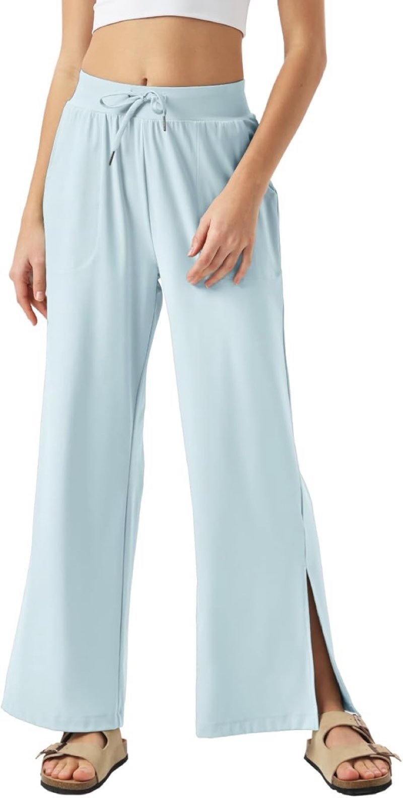 26"/28"/30" Inseam Womens Wide Leg Sweatpants Petite High Waist Summer Pants UPF50 Lightweight Beach