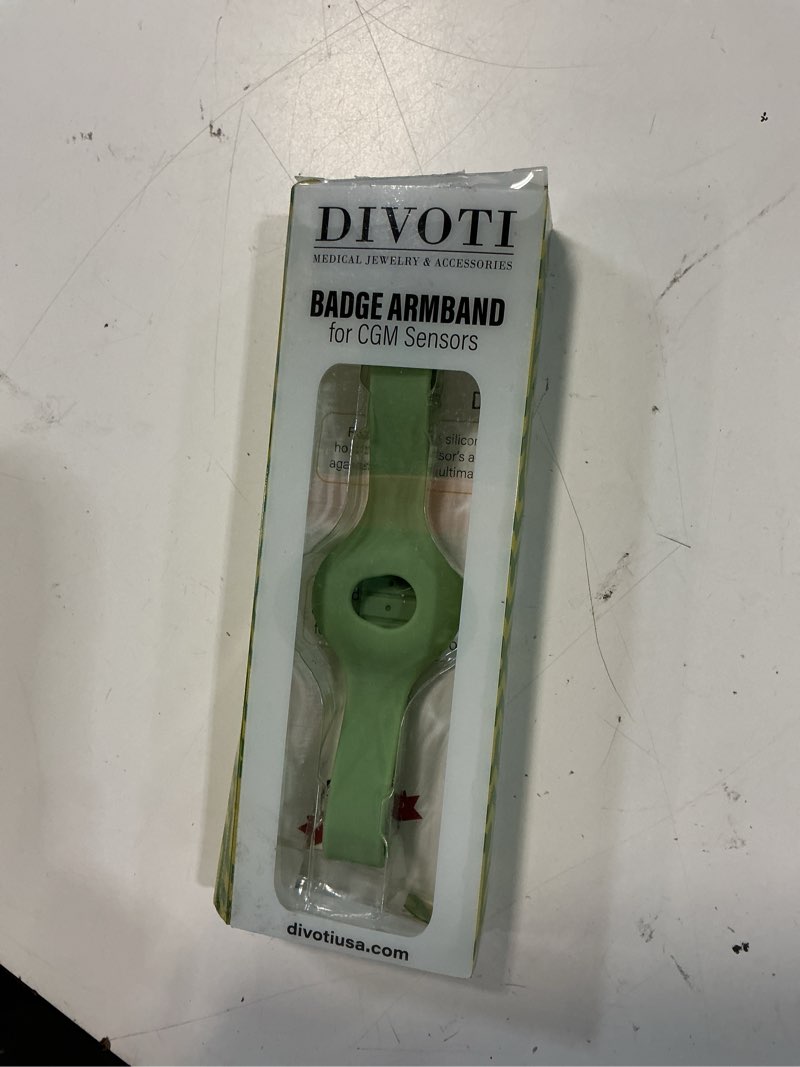Condition photo showing Good Condition for divoti sensor cover armband for dexcom g7 | adjustable, trim-to-fit cgm holder | adhesive-free, hypoallergenic silicone | secure, comfortable fit for active daily wear & all arm sizes- green mint