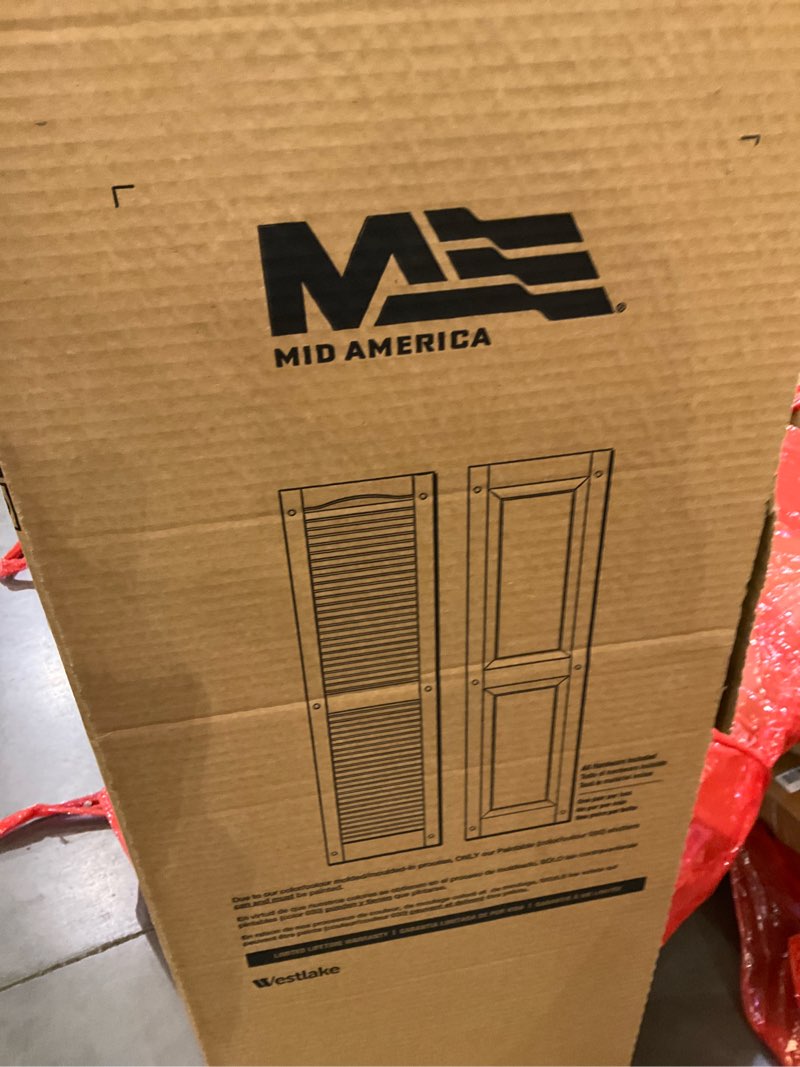 Condition photo showing As Is for Ekena Millwork Lifetime Vinyl LP2S14X07500PG Standard Two Equal Panel Vinyls, Raised Panel Vinyl Shutters, w/Installation Shutter-Lok's & Matching Screws (Per Pair), 14 3/4"W x 75"H, Paintable 030 - Paintable 14.75-in. W x 75-in. H