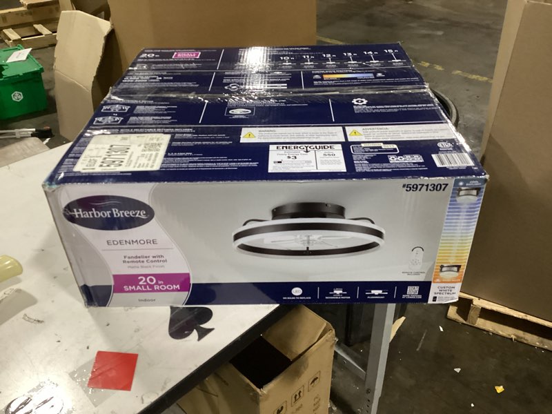 Condition photo showing Good Condition for Harbor Breeze Edenmore 20-in Matte Black with Clear Blades Adjustable White LED Flush Mount