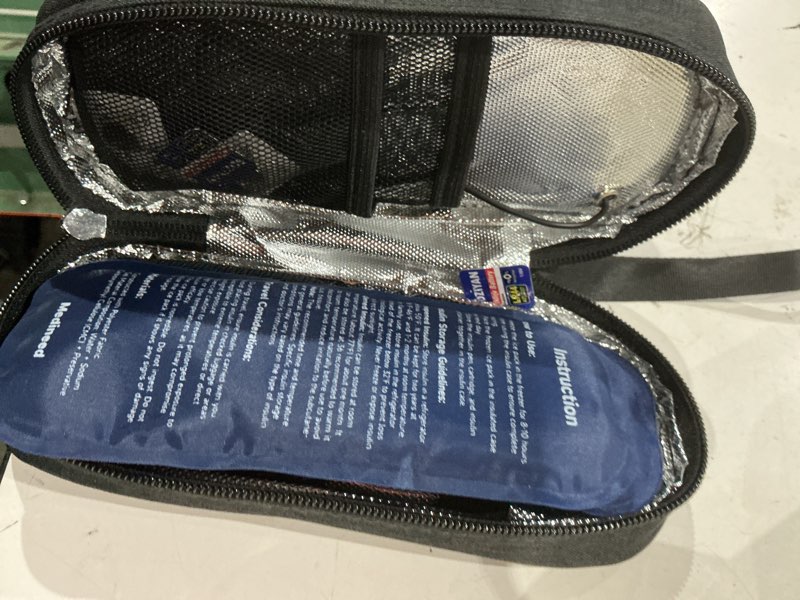 Condition photo showing As Is for (incomplete, missing pieces)insulin cooler travel case tsa approved with temperature display – diabetic medication travel case with 2 × 90g ice packs, portable medicine organizer for 3–4 insulin pens and diabetic supplies(black)