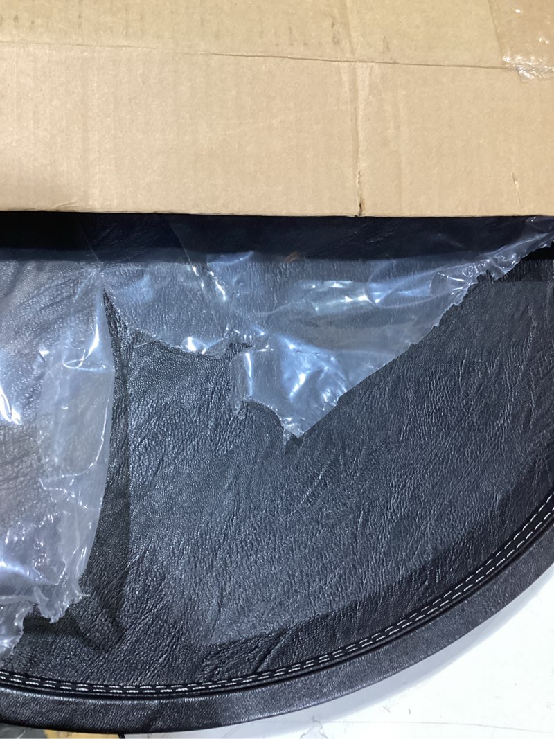 Condition photo showing New/Like New for 20 x 20 inches High-end Luxury Leather Round Oversized Service Tray, Ottoman & Coffee Tray for Family Dinner, Out-of-House Picnic, Party Essential (20 inch Black)