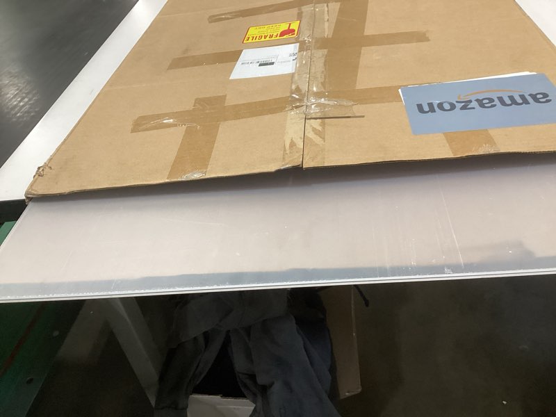 Condition photo showing As Is for calpalmy (2 pack) 1/8" thick clear acrylic sheets - 24" x 36" pre-cut plexiglass sheets for craft projects, signs, display cases, sneeze guard and more - cut with engraver, power saw or hand tools 24"x36", 1/8" thick clear 2