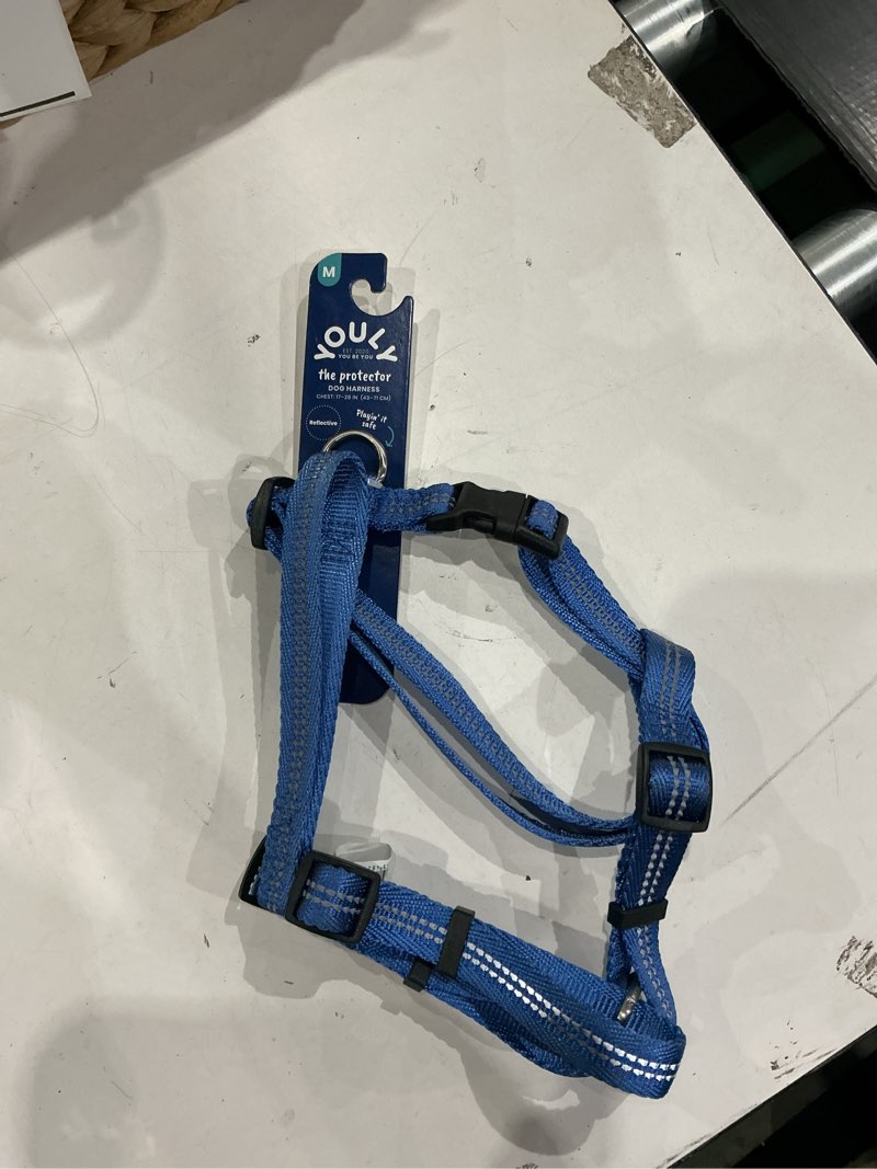 Condition photo showing New/Like New for youly reflective blue dog harness , medium
