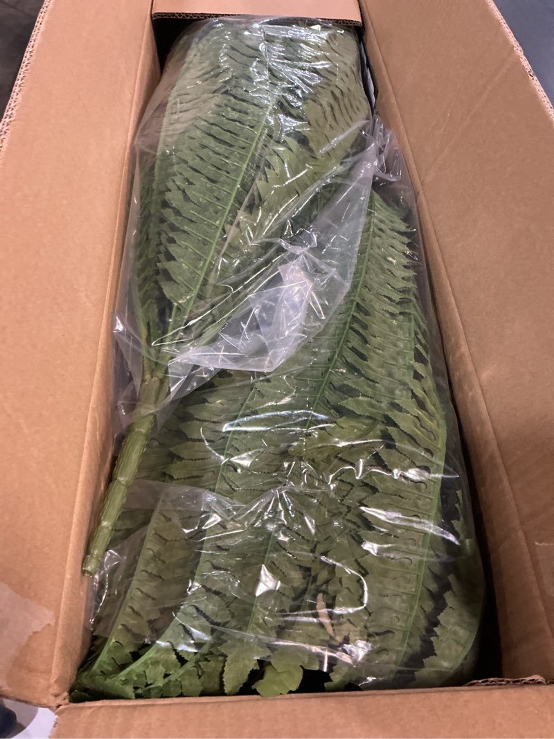 Condition photo showing New/Like New for suntee 48" large artificial ferns 1 pack, realistic fake boston fern plant with 100 bendable fronds, uv resistant zero maintenance faux bush for outdoors garden patio porch living room home decor