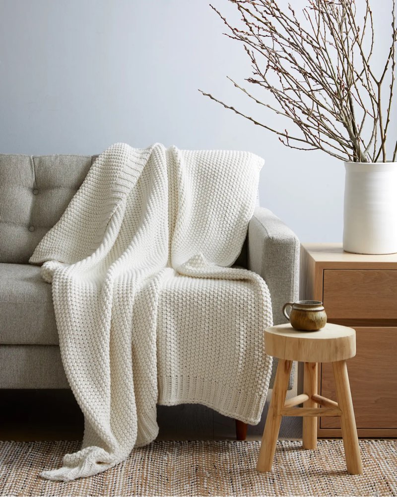 cotton fisherman throw ivory
