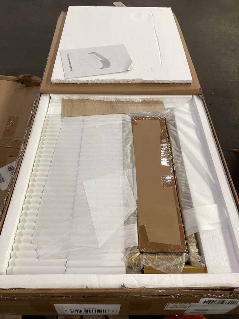 Condition photo showing New/Like New for modern luxury fluted coffee table, 47.24" oval coffee table with storage, faux marble top, curved profile design,gold metal legs and handles, white