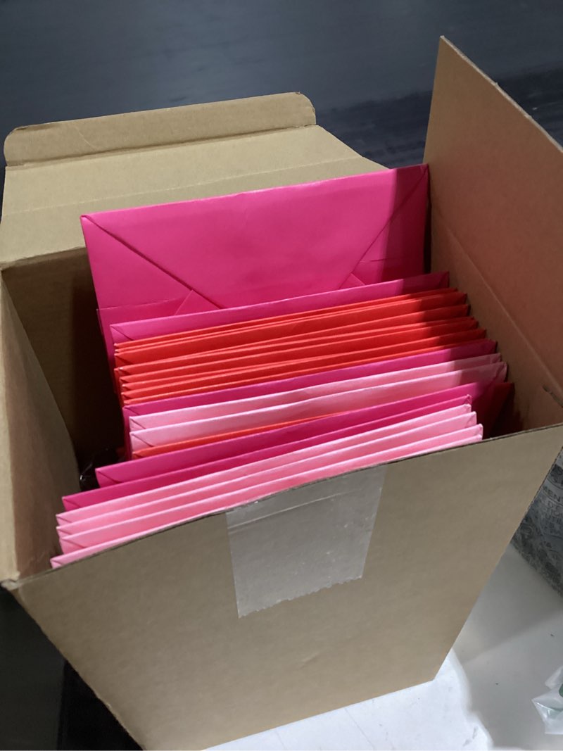 Condition photo showing Good Condition for Jaloro 22Pack Galentines Party Gift Bags with Tissue Paper 8 x 6 x 3.15 Inches Metallic Heart Candy Goodie Favor Kraft Paper Bags with Handles Gift Wrap Bag for Birthday Wedding Anniversary Dating