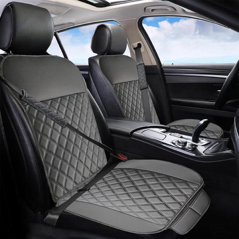 Big Ant Leather Car Seat Covers,Breathable and Waterproof Faux Leather Automotive Seat Covers for Cars SUV Truck Sedan,Universal Anti-Slip Driver Seat Cover with Backrest (2 PCS Front Seat, Black