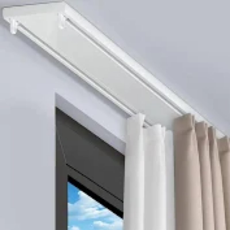 PHUSTJKL Double Curtain Track Ceiling Mounted, Heavy Duty Aluminum Track Set for Curtains, Silent Sl
