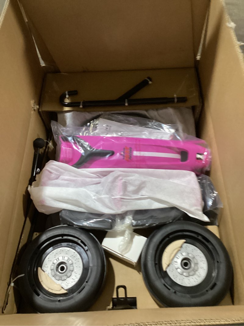 Condition photo showing As Is for 24V Go Kart for Kids 6+ Years, 200W*2 Drifting Motors, 7.5 Mph High Speed Drifting Kart Car Riding Vehicle, Extendable Car Length,Max Load 135lbs Outdoor Ride On Racing Toy for Teens Children,Pink