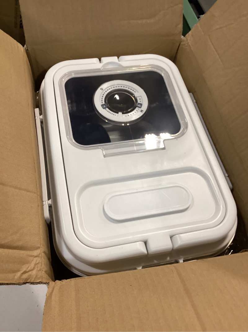 Condition photo showing As Is for 20 lbs airtight rice container 10l stainless steel food storage with flip lid & measuring cup & spoon for flour grain sugar kitchen countertop pantry - silver