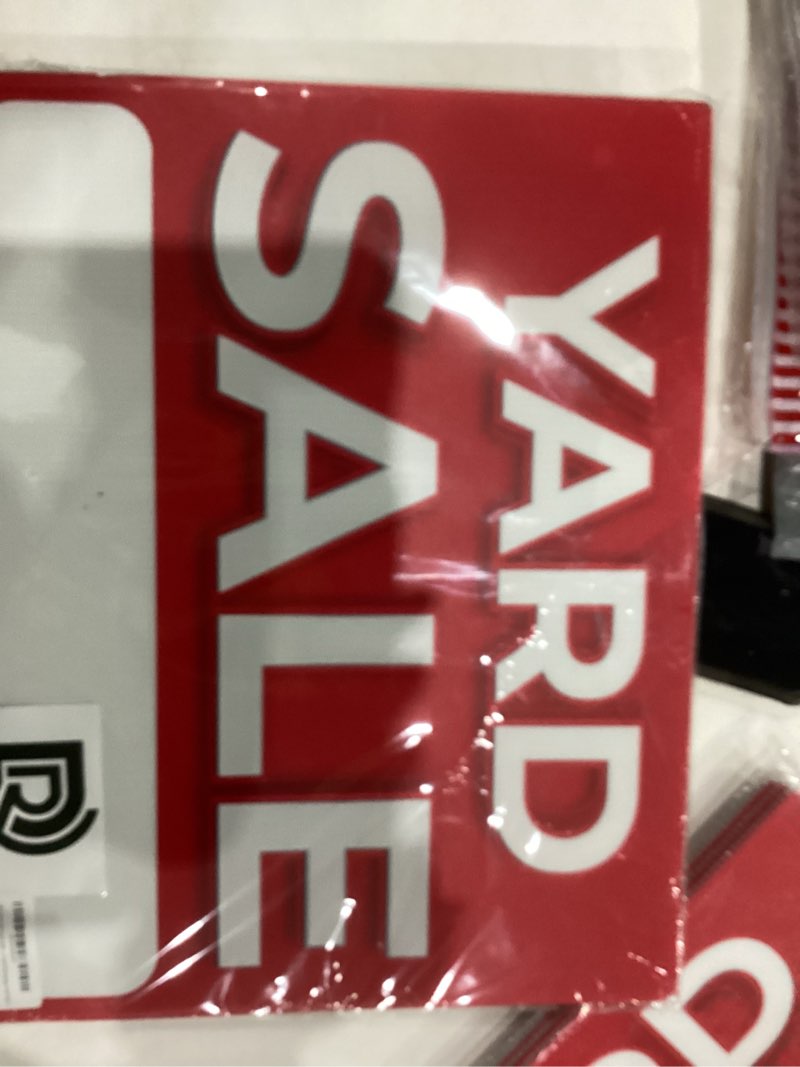 Condition photo showing New/Like New for 3 PC Yard Sale Signs with Stakes, 12x16 DS Coroplast Rummage Sale Signs