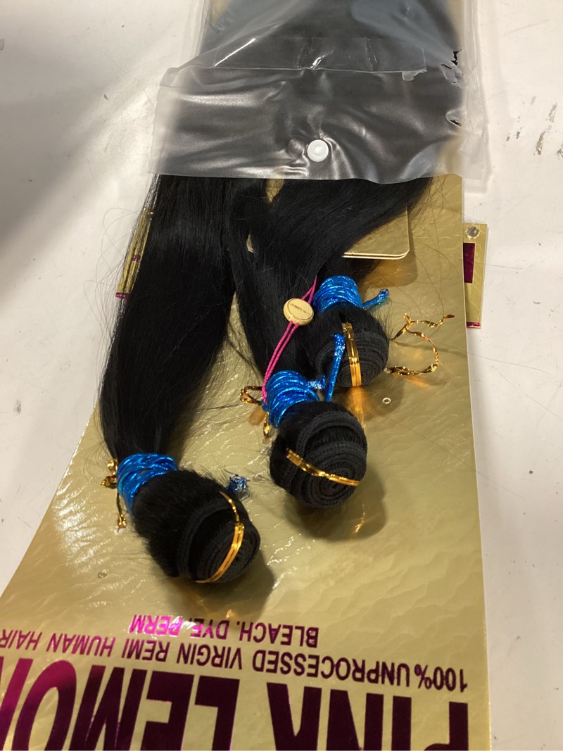 Condition photo showing Good Condition for Pink Lemon Virgin Human Hair Weave 3 Bundles Straight (NATURAL, 16"18"20")
