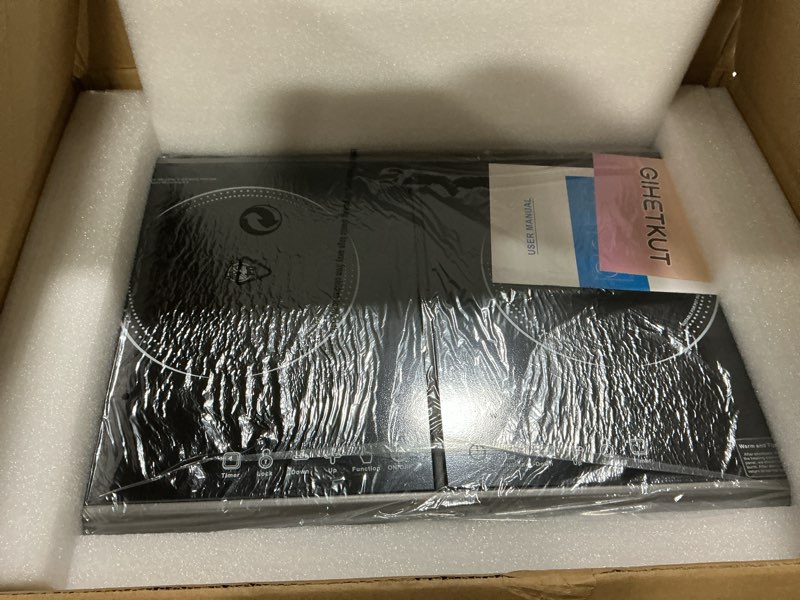 Condition photo showing Good Condition for Electric Cooktop,110V 3600W Stove top, 20 inch Countertop with 9 Power Levels,LED touch control,Overheat Protection,Child Safety Lock & Timer,touch control 2 burner Electric cooktop