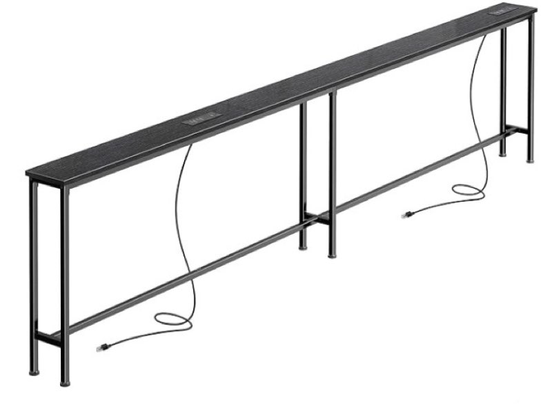 SUPERJARE 102 Inch Sofa Table with 2 Power Outlets and USB-C Ports, 5.9 Inch Narrow Console Table wi