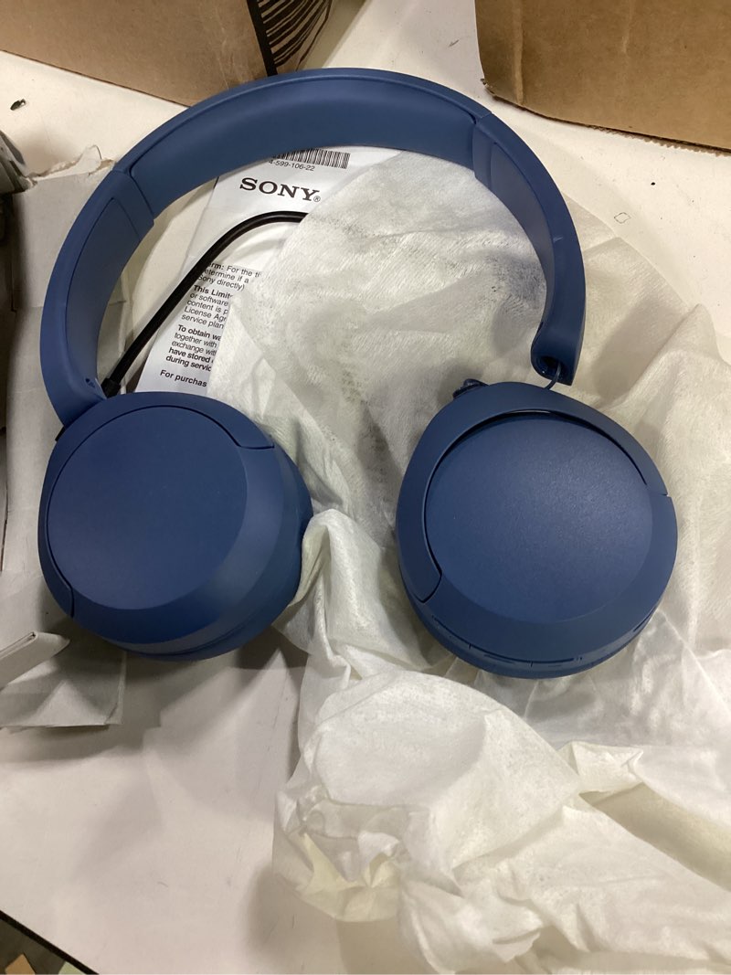 Condition photo showing As Is for Sony WH-CH520 Wireless Headphones Bluetooth On-Ear Headset with Microphone and up to 50 Hours Battery Life with Quick Charging, Blue