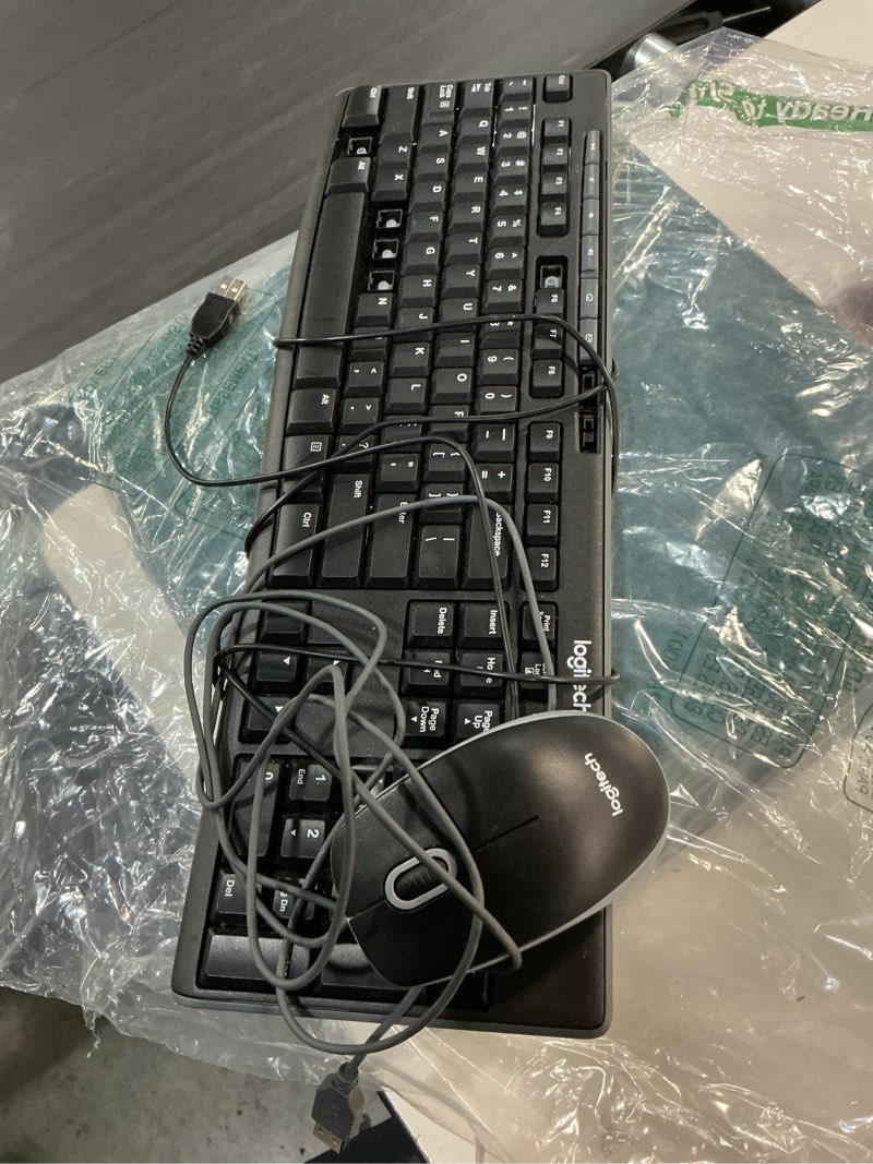Condition photo showing As Is for Logitech MK200 Media Combo Wired Keyboard and Mouse, Full-Size Keyboard with Easy-Access Media Controls, High-Definition Optical Mouse, Plug and Play USB Connection – Black
